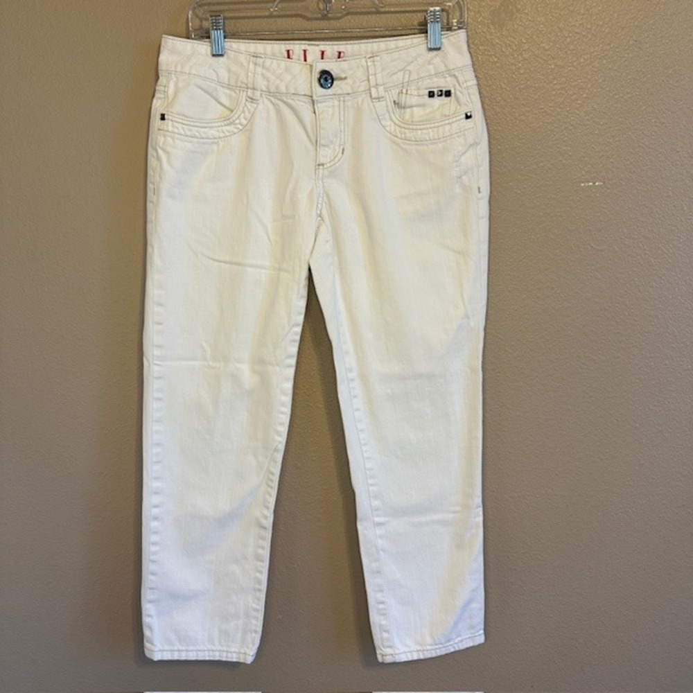 Elle Women's White Skinny Boyfriend Jeans Stretch 6